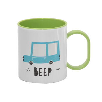 Car BEEP..., Κούπα (πλαστική) (BPA-FREE) Polymer Πράσινη για παιδιά, 330ml