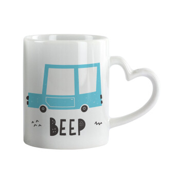 Car BEEP..., Mug heart handle, ceramic, 330ml