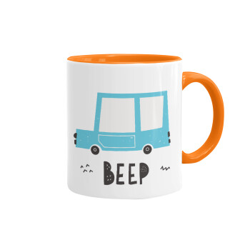 Car BEEP..., Mug colored orange, ceramic, 330ml