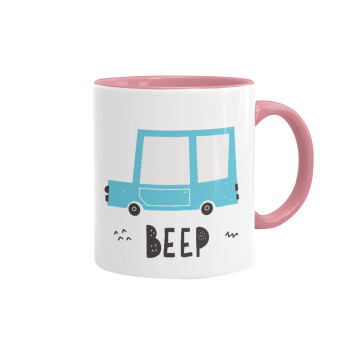 Car BEEP..., Mug colored pink, ceramic, 330ml