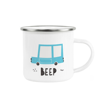 Car BEEP..., Metallic enamel cup white 360ml