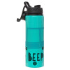 Metallic water bottle with safety lid, 850ml aluminum