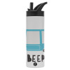 Metallic thermos bottle with straw & handle, stainless steel (Stainless steel 304), double-walled, 600ml.