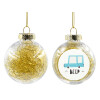 Transparent Christmas tree ball ornament with gold filling 8cm