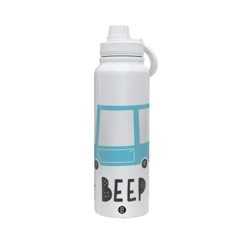 Car BEEP..., 1L Stainless Steel Thermal Bottle with Phone Holder & Double Wall Insulation