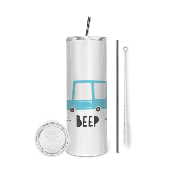 Car BEEP..., Tumbler stainless steel 600ml, with metal straw & cleaning brush