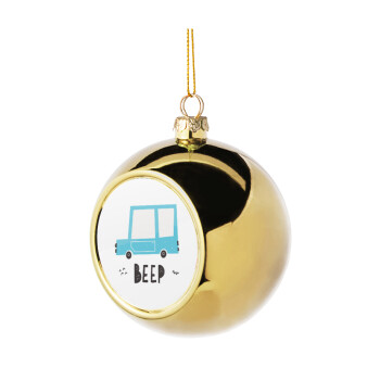 Car BEEP..., Golden Christmas tree ball ornament 8cm