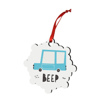 Car BEEP..., Christmas ornament snowflake wooden 7.5cm