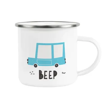 Car BEEP..., Κούπα Μεταλλική εμαγιέ λευκη 360ml