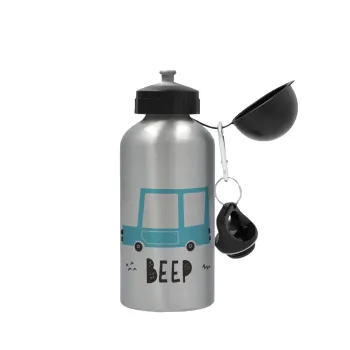 Car BEEP..., Metallic water jug, Silver, aluminum 500ml