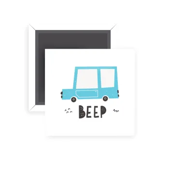 Car BEEP..., Μαγνητάκι ψυγείου τετράγωνο διάστασης 5x5cm