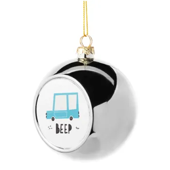 Car BEEP..., Silver 8cm Christmas tree ball ornament