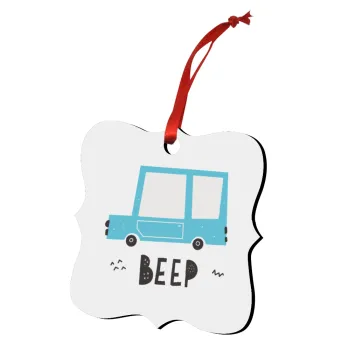 Car BEEP..., Christmas ornament polygon wooden 7.5cm