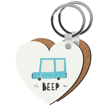 Car BEEP..., Μπρελόκ Ξύλινο καρδιά MDF