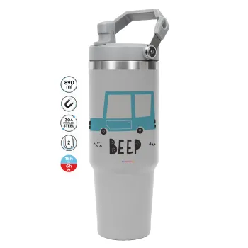 Car BEEP..., GREY color, 890ml (30oz) stainless Steel Tumbler with Handle
