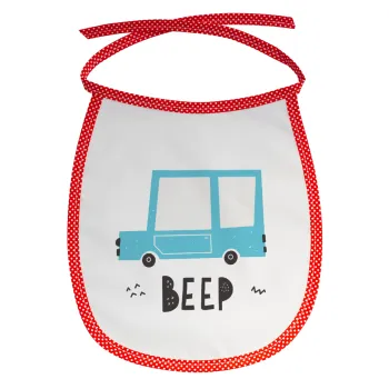 Car BEEP..., Σαλιάρα μωρού αλέκιαστη με κορδόνι Κόκκινη