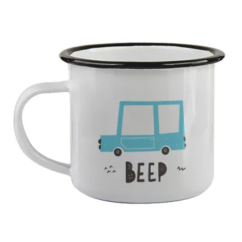 Car BEEP..., Κούπα εμαγιέ με μαύρο χείλος 360ml