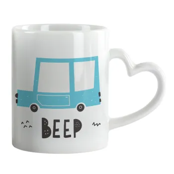 Car BEEP..., Mug heart handle, ceramic, 330ml