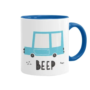 Car BEEP..., Mug colored blue, ceramic, 330ml