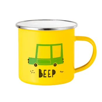 Car BEEP..., Yellow Enamel Metallic Cup 360ml
