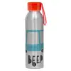 Αλουμινένιο Αθλητικό Μπουκάλι 650ml – Ασημί με Κόκκινο Καπάκι και Λουράκι Σιλικόνης