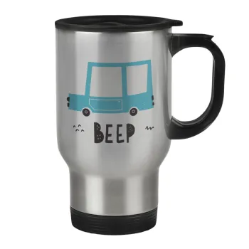 Car BEEP..., Κούπα ταξιδιού ανοξείδωτη με καπάκι, διπλού τοιχώματος (θερμό) 450ml