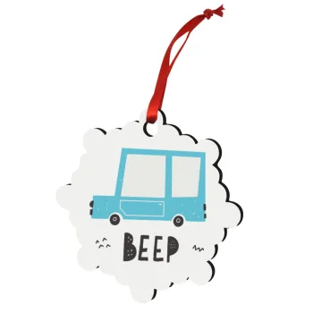 Car BEEP..., Στολίδι Χριστουγεννιάτικο στολίδι snowflake ξύλινο 7.5cm