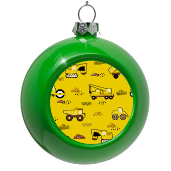 Car construction, Green Christmas tree ornament bauble 8cm