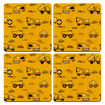 Car construction, ΣΕΤ x4 Σουβέρ ξύλινα τετράγωνα plywood (9cm)