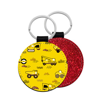 Car construction, Μπρελόκ Δερματίνη, στρογγυλό ΚΟΚΚΙΝΟ (5cm)