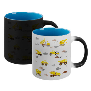 Car construction, Κούπα Μαγική εσωτερικό μπλε, κεραμική 330ml που αλλάζει χρώμα με το ζεστό ρόφημα