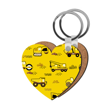Αμαξάκια φορτωτές και μπουλντόζες, Μπρελόκ Ξύλινο καρδιά MDF