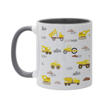 Car construction, Mug colored grey, ceramic, 330ml