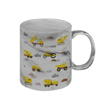 Car construction, Mug ceramic marble style, 330ml