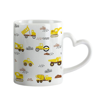 Car construction, Mug heart handle, ceramic, 330ml
