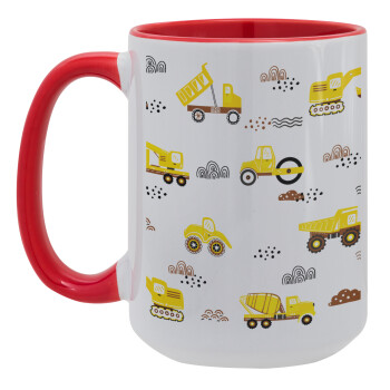 Car construction, Κούπα Mega 15oz, κεραμική Κόκκινη, 450ml