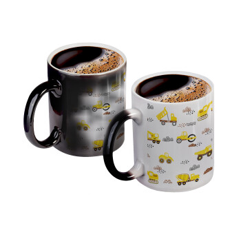 Car construction, Color changing magic Mug, ceramic, 330ml when adding hot liquid inside, the black colour desappears (1 pcs)