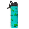 Metallic water bottle with safety lid, 850ml aluminum