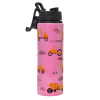 Metallic water bottle with safety lid, 850ml aluminum