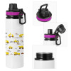 Metallic water bottle with safety lid, 850ml aluminum