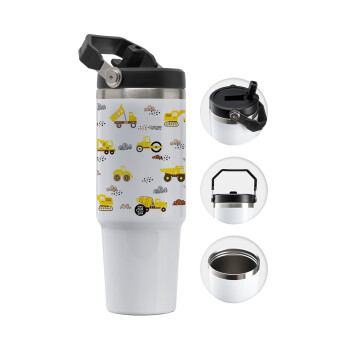 Car construction, 30oz stainless Steel Tumbler with Handle