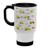 Car construction, Stainless steel travel mug with lid, double wall (warm) white 450ml