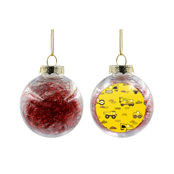 Car construction, Transparent Christmas tree ball ornament with red filling 8cm