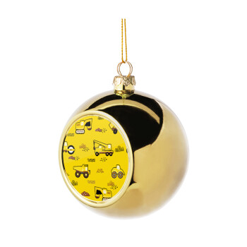 Car construction, Golden Christmas tree ball ornament 8cm