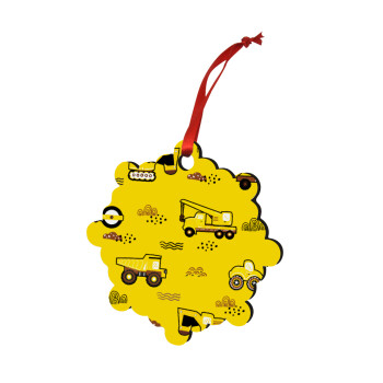 Car construction, Christmas ornament snowflake wooden 7.5cm