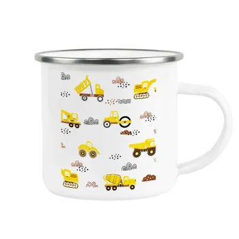 Αμαξάκια φορτωτές και μπουλντόζες, Κούπα Μεταλλική εμαγιέ λευκη 360ml
