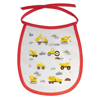 Αμαξάκια φορτωτές και μπουλντόζες, Σαλιάρα μωρού αλέκιαστη με κορδόνι Κόκκινη