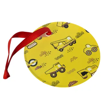 Αμαξάκια φορτωτές και μπουλντόζες, Στολίδι Χριστουγεννιάτικο στολίδι γυάλινο 9cm