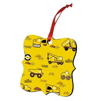 Car construction, Christmas ornament polygon wooden 7.5cm