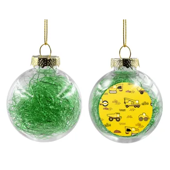 Car construction, Transparent Christmas tree ball ornament with green filling 8cm